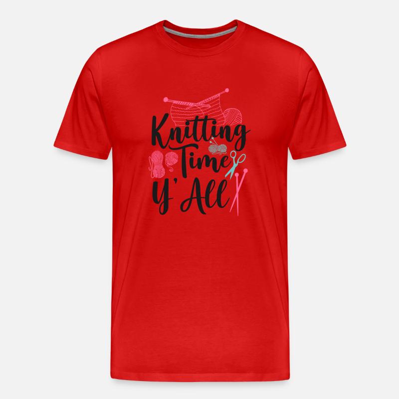 Knitting Knitter Knitting Time - Männer Premium Bio T-Shirt - Rot