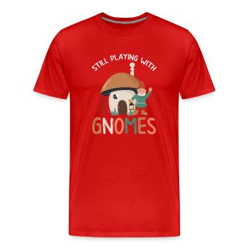 Gnome - Gnome Collecting - Gnome Collector - T-shirt bio Premium Homme - rouge - Devant - Damien (186cm)
