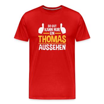 Thomas - Männer Premium Bio T-Shirt - Rot - Vorne - Damien (186cm)