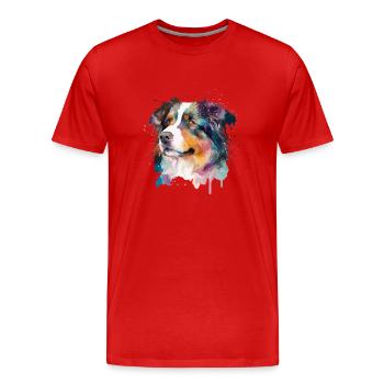 Maître maîtresse des chiens de berger australiens - T-shirt bio Premium Homme - rouge - Devant - Damien (186cm)