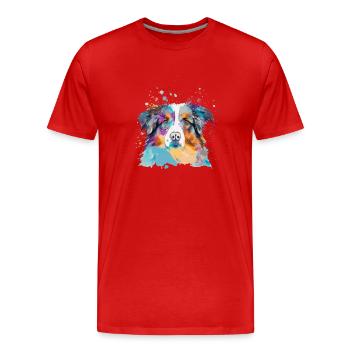 Maître maîtresse des chiens de berger australiens - T-shirt bio Premium Homme - rouge - Devant - Damien (186cm)