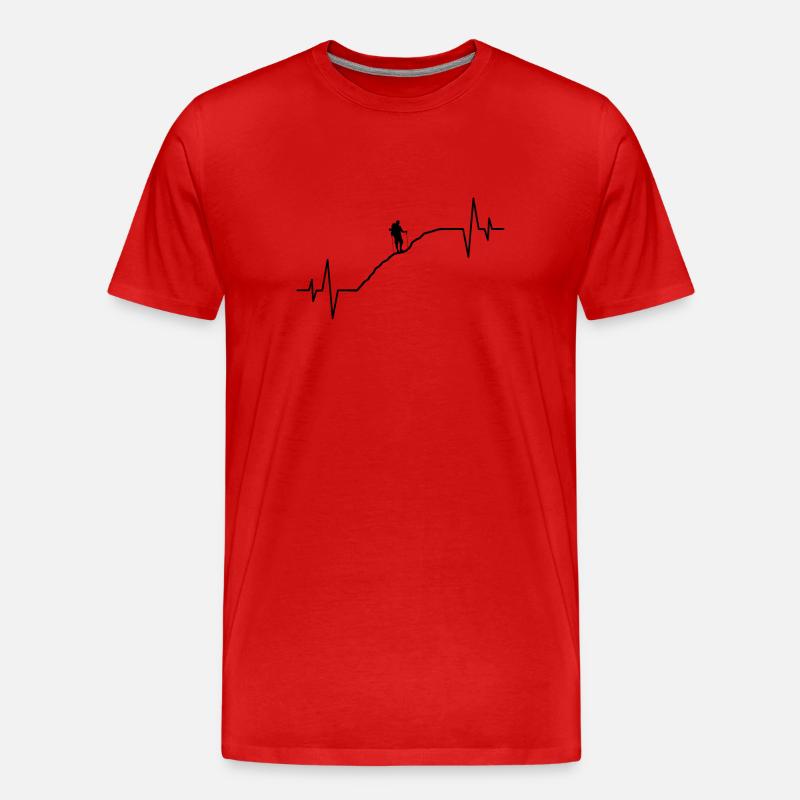 Wandern Wanderer Herzschlag - Männer Premium Bio T-Shirt - Rot