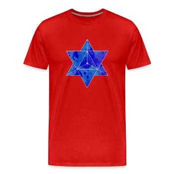 Merkaba - Nachtbild - Sterne - heilige Geometrie - Männer Premium Bio T-Shirt - Rot - Vorne - Damien (186cm)