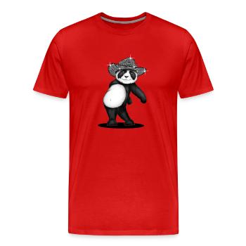 Glitzer Las Vegas Disco Cowboy Hut Tanzender Panda - Männer Premium Bio T-Shirt - Rot - Vorne - Damien (186cm)