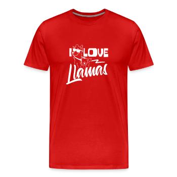 J’aime l’animal de lama Llama llama dictons - T-shirt bio Premium Homme - rouge - Devant - Damien (186cm)