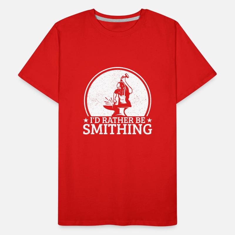 Blacksmithing Id Rather Be Smithing Gift Idea Männer Premium Bio T-Shirt