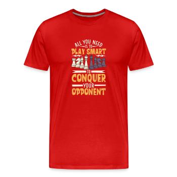 Joueur d’échecs échiquier Jeu d’échecs - T-shirt bio Premium Homme - rouge - Devant - Damien (186cm)