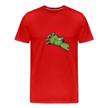 Warning Zombie Outbreak Area Brain Eater - Men's Premium Organic T-Shirt - red - Front - Damien (186cm)