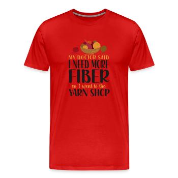 Tricoter Tricoter Mon médecin a dit que je - T-shirt bio Premium Homme - rouge - Devant - Damien (186cm)