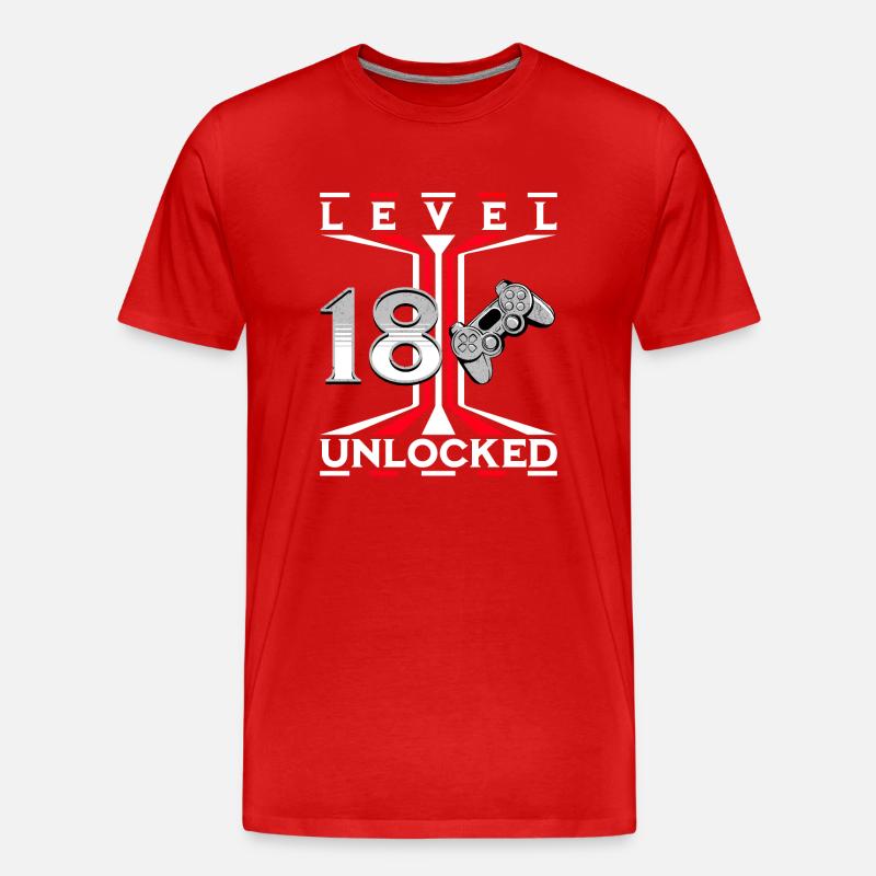 Level 18 Unlocked - Männer Premium Bio T-Shirt - Rot