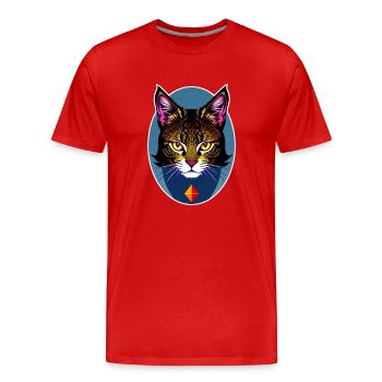 chat mystique - T-shirt bio Premium Homme - rouge - Devant - Damien (186cm)