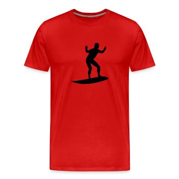 Surfer Silhouette - Men's Premium Organic T-Shirt - red - Front - Damien (186cm)