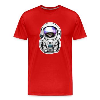 chat astronaute dans l espace - T-shirt bio Premium Homme - rouge - Devant - Damien (186cm)
