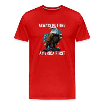Always Putting America First American Bald Eagle - Männer Premium Bio T-Shirt - Rot - Vorne - Damien (186cm)