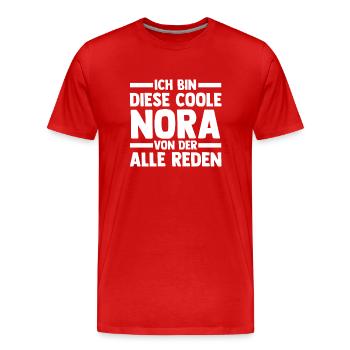 Name Nora - Männer Premium Bio T-Shirt - Rot - Vorne - Damien (186cm)