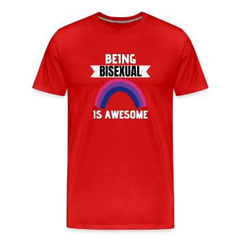 Bi Pride Mois Bisexuel Arc-en-ciel LGBT Bisexuel - T-shirt bio Premium Homme - rouge - Devant - Damien (186cm)