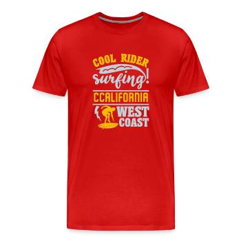 COOL RIDER SURFING CALIFORNIA WEST COAST - Men's Premium Organic T-Shirt - red - Front - Damien (186cm)