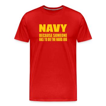 Drôle US Navy Militaire Soldat américain Navy - T-shirt bio Premium Homme - rouge - Devant - Damien (186cm)