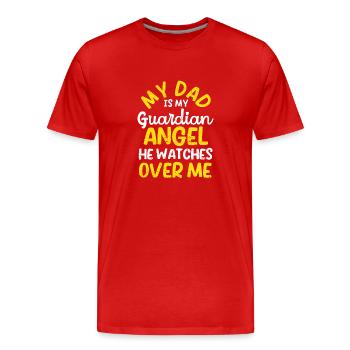 Mon père est mon ange gardien Drôle de fête des pères - T-shirt bio Premium Homme - rouge - Devant - Damien (186cm)