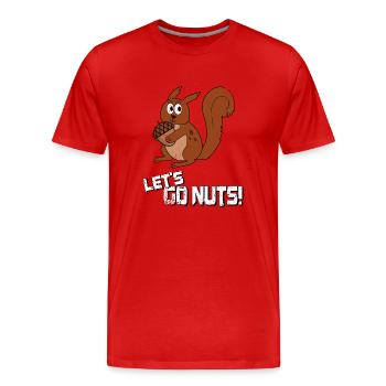 Lets Go Nuts, Funny Squirrel Pun - Men's Premium Organic T-Shirt - red - Front - Damien (186cm)