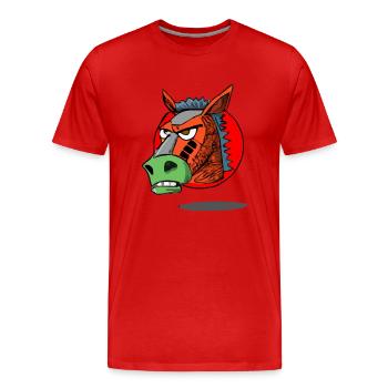 Axo le cheval grognon - T-shirt bio Premium Homme - rouge - Devant - Damien (186cm)