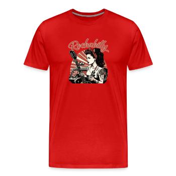 Rockabilly Musik Shirt im Retro Design - Männer Premium Bio T-Shirt - Rot - Vorne - Damien (186cm)
