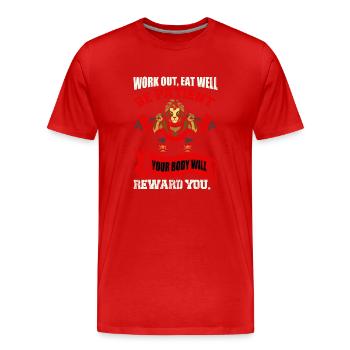 Your body will reward you - Men's Premium Organic T-Shirt - red - Front - Damien (186cm)