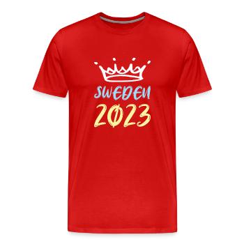 Suède 2023 - T-shirt bio Premium Homme - rouge - Devant - Damien (186cm)