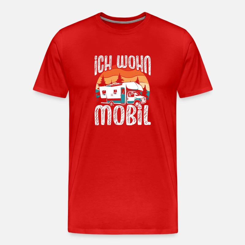 Ich wohn Mobil - Männer Premium Bio T-Shirt - Rot