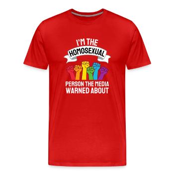 Rainbow Fist Gay Pride Cadeau drôle LGBT - T-shirt bio Premium Homme - rouge - Devant - Damien (186cm)