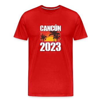 Cancun 2023 - Männer Premium Bio T-Shirt - Rot - Vorne - Damien (186cm)
