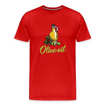 Olive oil - Men's Premium Organic T-Shirt - red - Front - Damien (186cm)