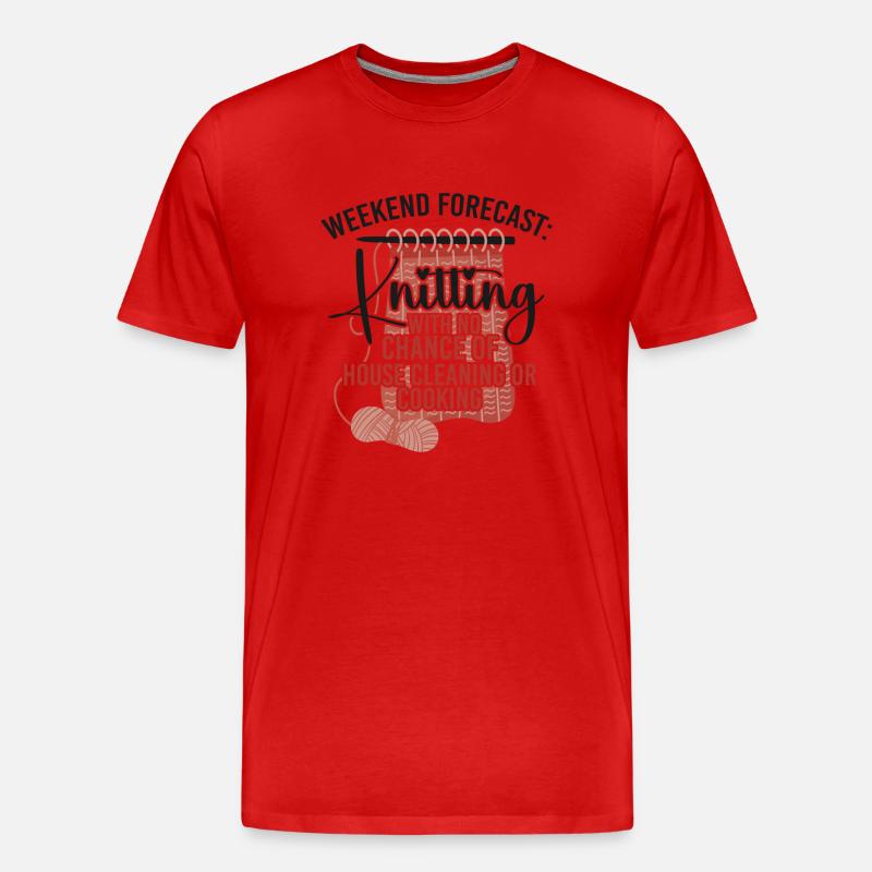 Knitting Knitter Weekend Forecast: - Männer Premium Bio T-Shirt - Rot