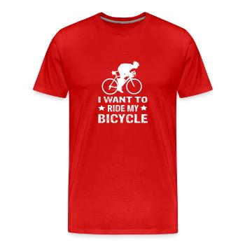 Vélo de route Je veux faire du vélo - T-shirt bio Premium Homme - rouge - Devant - Damien (186cm)