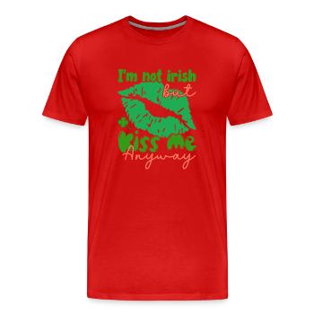 Je ne suis pas irlandais, mais embrassez-moi quand même. - T-shirt bio Premium Homme - rouge - Devant - Damien (186cm)