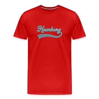 Hamburg lettering - Men's Premium Organic T-Shirt - red - Front - Damien (186cm)
