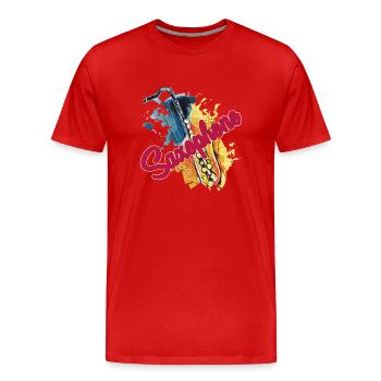 Saxophone Saxophone Watercolor - Men's Premium Organic T-Shirt - red - Front - Damien (186cm)