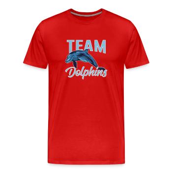 Équipe Dauphins Dauphins Dauphins Dauphins Amoureux - T-shirt bio Premium Homme - rouge - Devant - Damien (186cm)