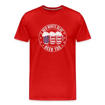 Red White Blue and Beer to July 4 US Flag - Men's Premium Organic T-Shirt - red - Front - Damien (186cm)