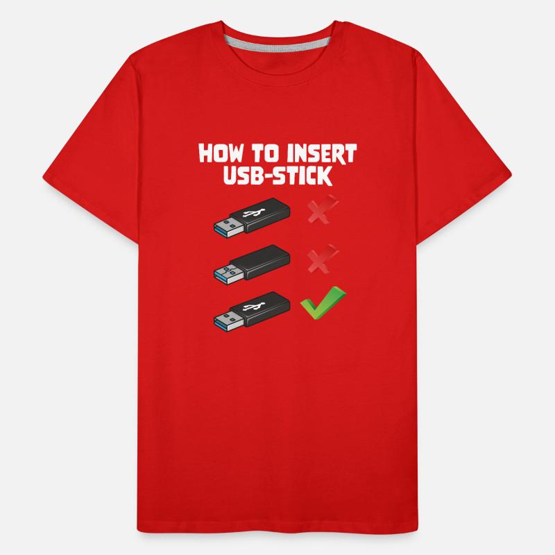 How To Insert USB Stick Funny Programmer Meme Männer Premium Bio T-Shirt