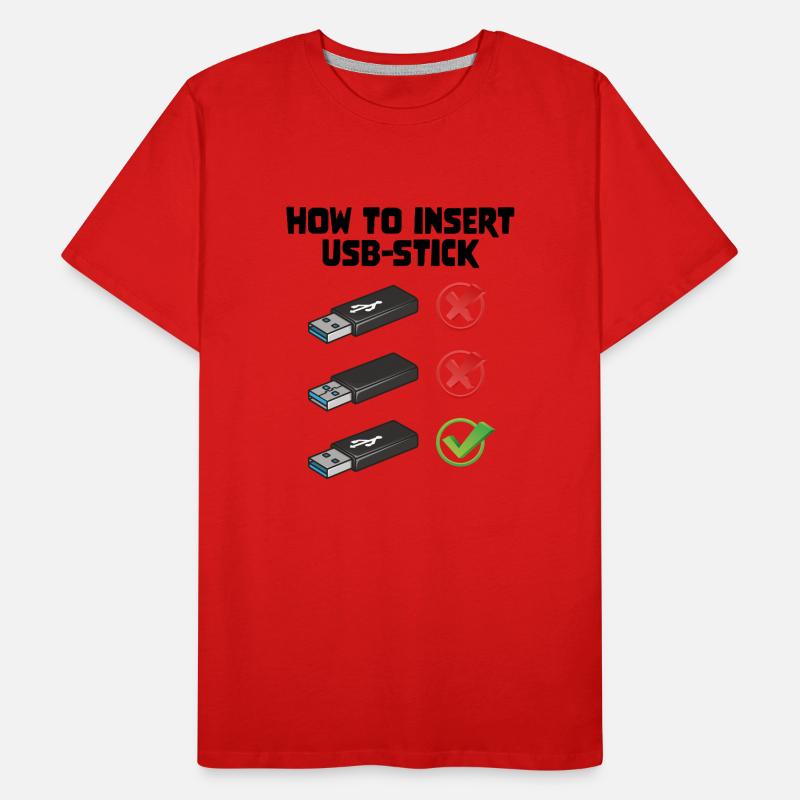How To Insert USB Stick Funny Programmer Meme Männer Premium Bio T-Shirt