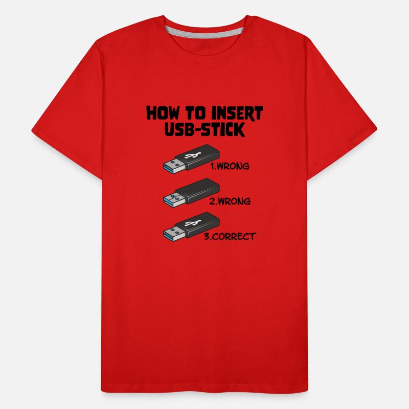 How To Insert USB Stick Funny Programmer Meme Männer Premium Bio T-Shirt