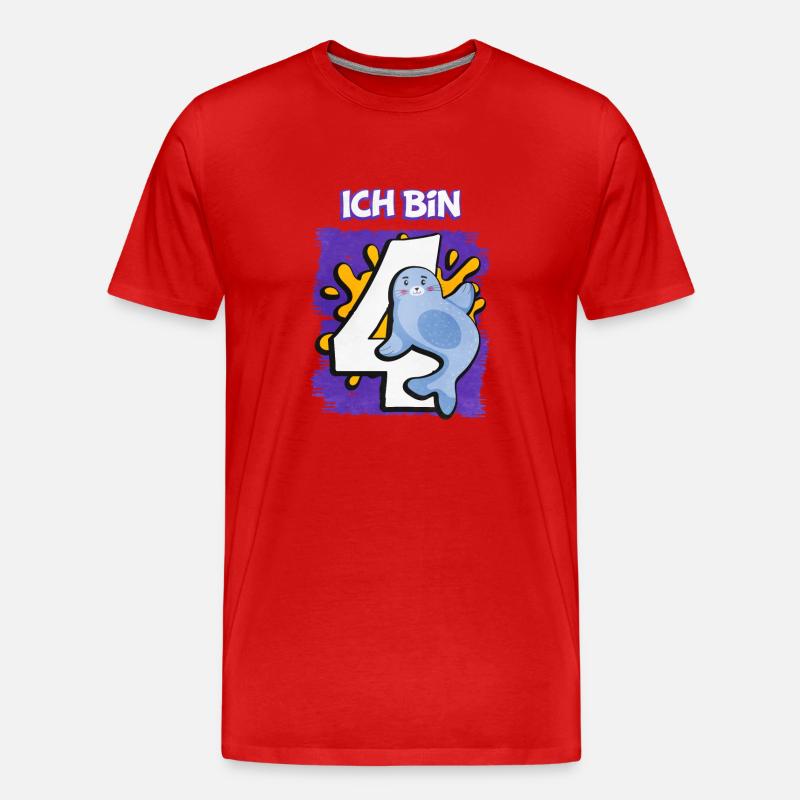 Ich Bin 4 Robbe - Männer Premium Bio T-Shirt - Rot