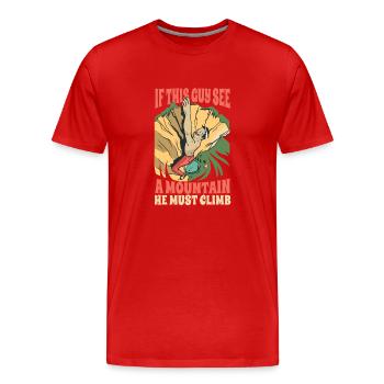 Escalade pour l’escalade - T-shirt bio Premium Homme - rouge - Devant - Damien (186cm)