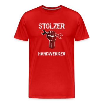 STOLZER HANDWERKER I HANDWERK I MEISTER - Männer Premium Bio T-Shirt - Rot - Vorne - Damien (186cm)