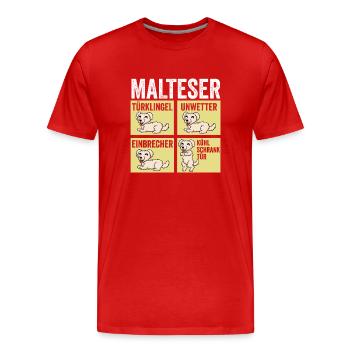 Hund Malteser - Männer Premium Bio T-Shirt - Rot - Vorne - Damien (186cm)