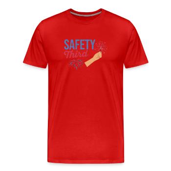 Lustiger 4. Juli Patriotic Fireworks Safety Third - Männer Premium Bio T-Shirt - Rot - Vorne - Damien (186cm)