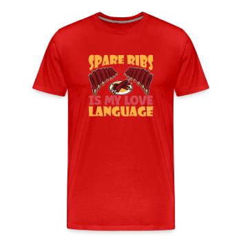 BBQ Spare Ribs Grill Smoker Meat Pork Rib - Men's Premium Organic T-Shirt - red - Front - Damien (186cm)
