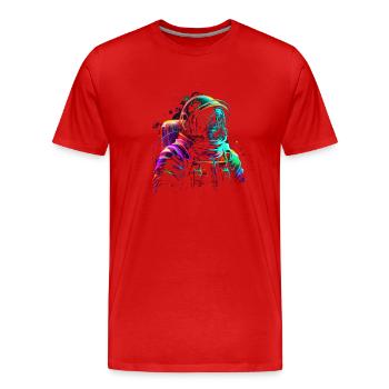 Outer Space Line Art Coloré Fun Spaceman - T-shirt bio Premium Homme - rouge - Devant - Damien (186cm)