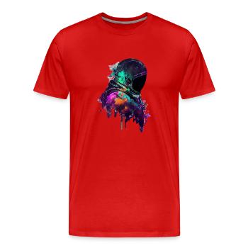 Outer Space Drippin Paint Art Fun Spaceman - T-shirt bio Premium Homme - rouge - Devant - Damien (186cm)